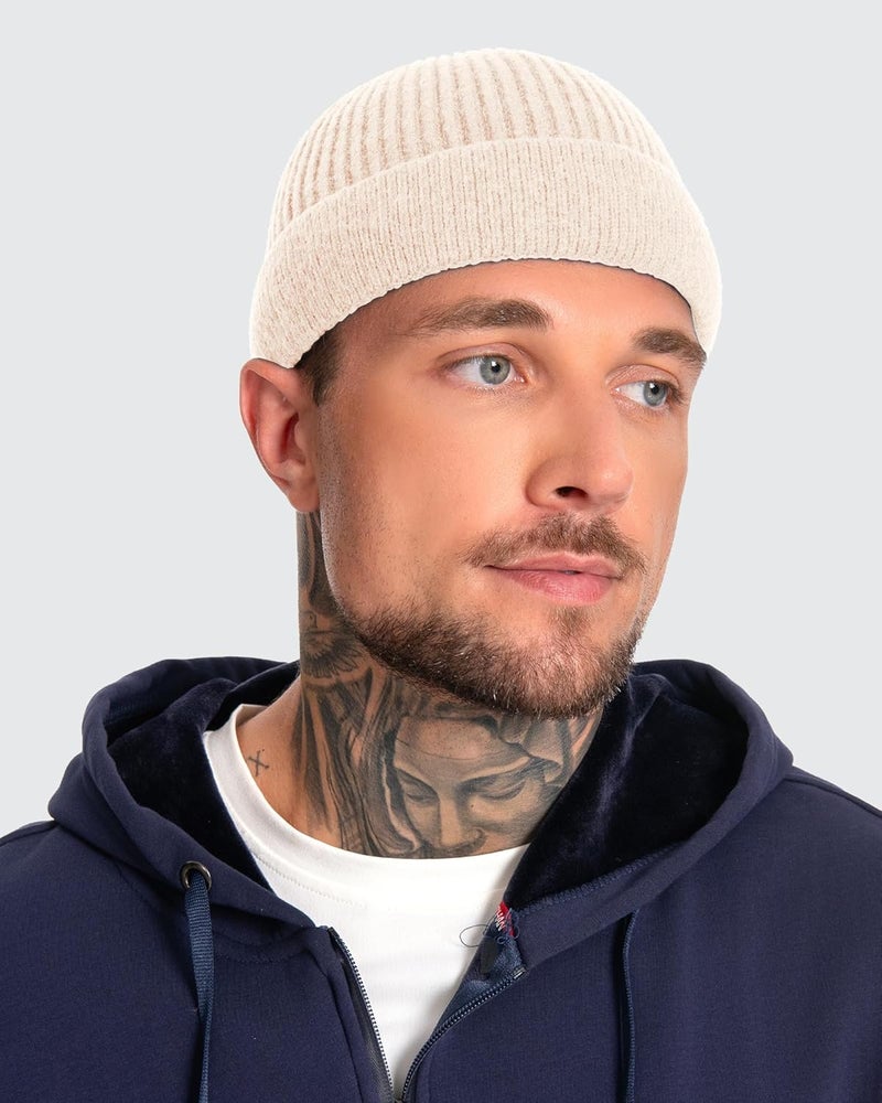 Roybens Short Fisherman Beanie for Men Women, Wool Warm Winter Hat, Swag Knit Cuff Soft Trawler Beanies Watch Cap Skull Caps - Image 5